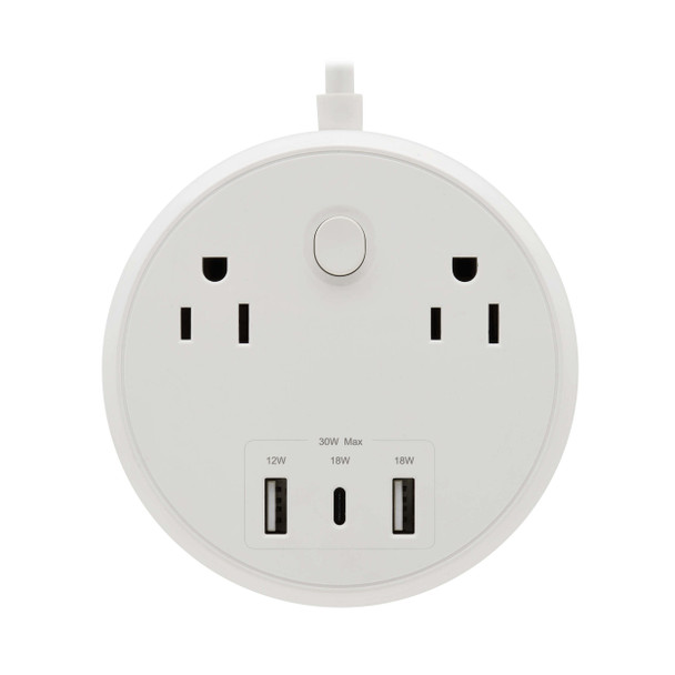 Tripp Lite TLP26PD30WCAM surge protector White 2 AC outlet(s) 120 V 1.83 m 037332274915