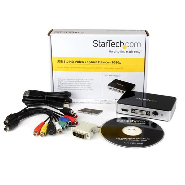 StarTech.com USB 3.0 Video Capture Device - HDMI / DVI / VGA / Component HD Video Recorder - 1080p 60fps 46800
