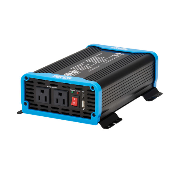 Tripp Lite 600W Light-Duty Compact Power Inverter - 2x 5-15R, USB Charging, Pure Sine Wave 037332266736