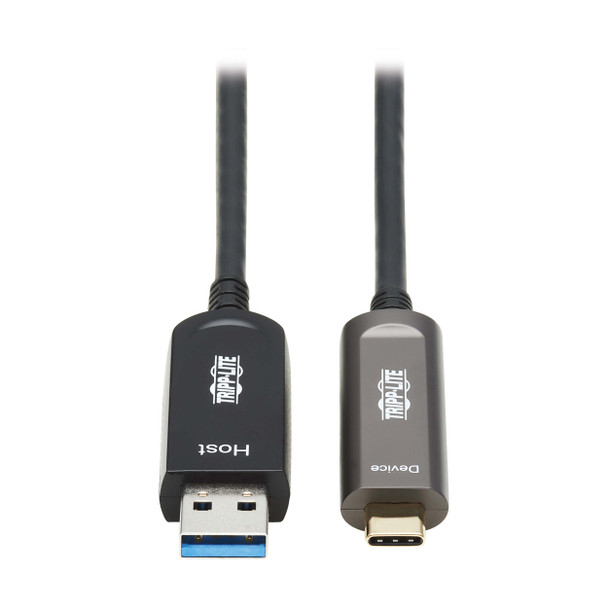 Tripp Lite U428F-10M-D321 USB-A to USB-C AOC Cable (M/M) - USB 3.2 Gen 2 (10Gbps) Plenum-Rated Fiber Active Optical - Data Only, Backward Compatible, Black, 10 m (33 ft.) 037332275028