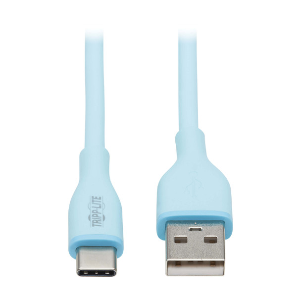 Tripp Lite U038AB-006-S-LB Safe-IT USB-A to USB-C Antibacterial Cable, USB 2.0, Ultra Flexible (M/M), Light Blue, 6 ft. (1.8 m) 037332276773