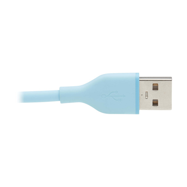 Tripp Lite U038AB-006-S-LB Safe-IT USB-A to USB-C Antibacterial Cable, USB 2.0, Ultra Flexible (M/M), Light Blue, 6 ft. (1.8 m) 037332276773