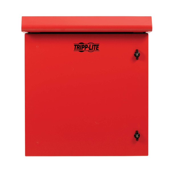 Tripp Lite SmartRack Industrial Enclosure with Lock - NEMA 3R, Wall Mount, Metal Construction, Internal Fans, 23 in. Depth, 12U, Red 037332278036