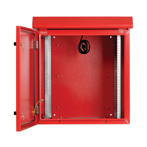 Tripp Lite SmartRack Industrial Enclosure with Lock - NEMA 3R, Wall Mount, Metal Construction, Internal Fans, 23 in. Depth, 12U, Red 037332278036