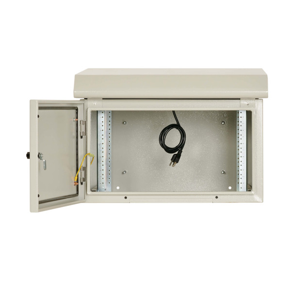 Tripp Lite SmartRack Industrial Enclosure with Lock - NEMA 3R, Wall Mount, Metal Construction, Internal Fans, 20.5 in. Depth, 6U, Gray 037332276834