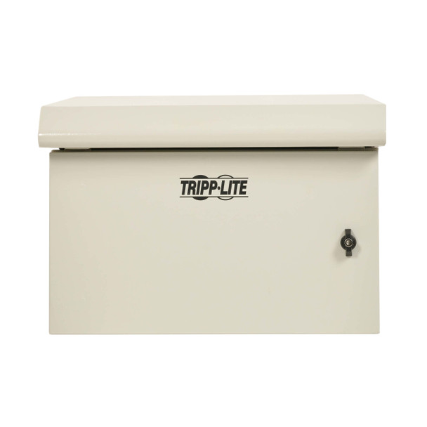 Tripp Lite SmartRack Industrial Enclosure with Lock - NEMA 3R, Wall Mount, Metal Construction, Hinged Back, Internal Fans, 28 in. Depth, 9U, Gray 037332277831