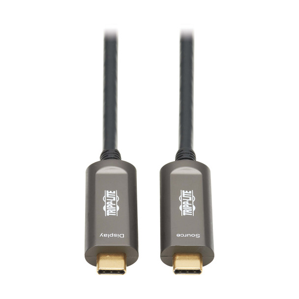 Tripp Lite U420F-30M-V USB-C to USB-C Plenum-Rated Fiber Active Optical Cable (AOC) - 4K 60 Hz, HDR, 4:4:4, M/M, Black, 30 m (98 ft.) 037332275103