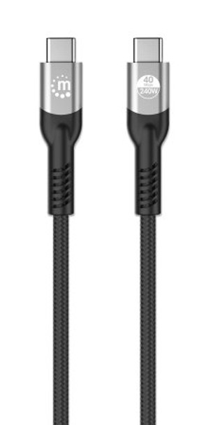 Manhattan USB-C to USB-C Cable (240W), 1m, Male to Male, Black, Thunderbolt 4, 40 Gbps (USB4 Gen 3x2), Extended Power Range (EPR) charging up to 240W, Lifetime Warranty, Polybag 766623356374