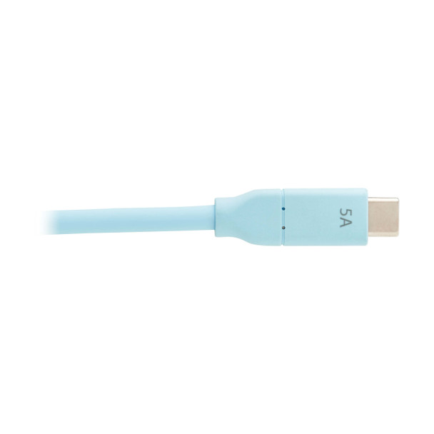 Tripp Lite U040AB-006CS5LB Safe-IT USB-C Cable (M/M), Antibacterial, Ultra Flexible, 240W PD Charging, Light Blue, 6 ft. (1.8 m) 037332276797