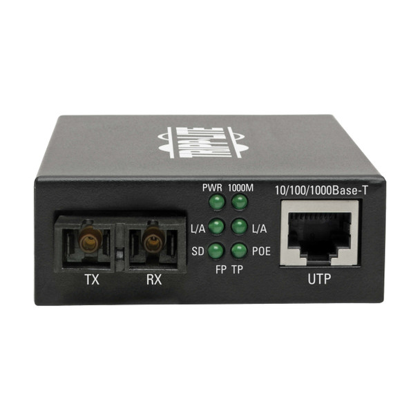Tripp Lite N785-INT-PSCMM2 Gigabit Multimode Fiber to Ethernet Media Converter, POE+, International Power Cables, 10/100/1000 SC, 1310 nm, 2 km (1.2 mi.) 037332273161