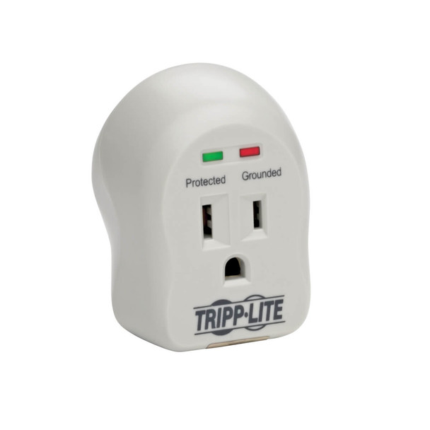 Tripp Lite SpikeCube Series 1-Outlet Personal Surge Protector, Direct Plug-In, 600 Joules, 2 Dignostic LEDs 037332010643