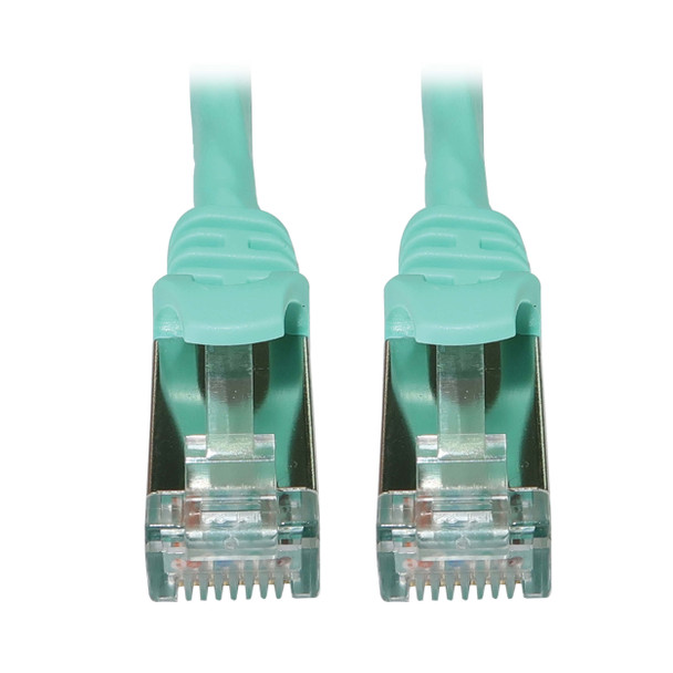 Tripp Lite N262-S15-AQ Cat6a 10G Snagless Shielded Slim STP Ethernet Cable (RJ45 M/M), PoE, Aqua, 15 ft. (4.6 m) 037332276124