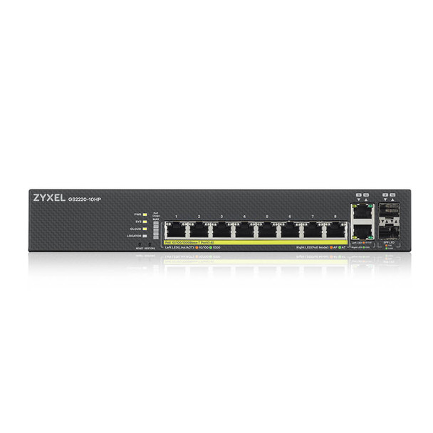 Zyxel GS2220-10HP-EU0101F network switch Managed L2 Gigabit Ethernet (10/100/1000) Power over Ethernet (PoE) Black 760559126742