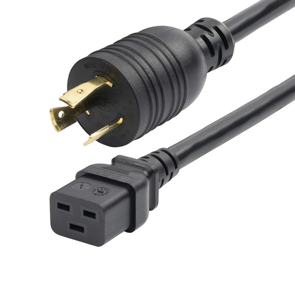 StarTech.com 6ft (1.8m) Heavy Duty Extension Cord, Twist-Lock NEMA L6-20P to IEC 60320 C19, 20A 250V, 12AWG, Black Extension Cable, Heavy Gauge Power Cable - UL Listed Components 065030901499