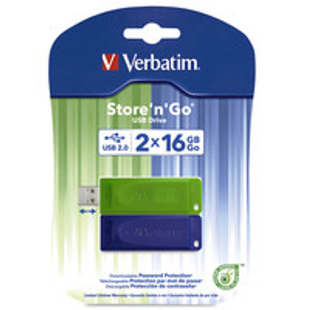 Verbatim 16GB Store 'n' Go USB flash drive USB Type-A 2.0 Blue, Green 023942987130