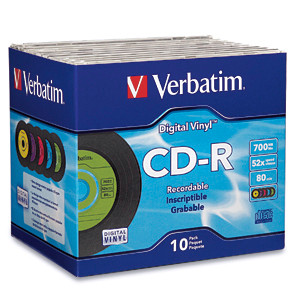 Verbatim Digital Vinyl CD-R™ 80MIN 700MB 52X 10pk Jewel Cases 10 pc(s) 023942944393