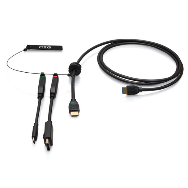 C2G 6ft (1.8m) 4K HDMI® Premium Cable and Dongle Adapter Ring with Color Coded DisplayPort™ and USB-C® 757120300533 C2G30053