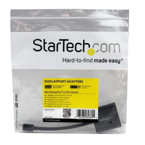StarTech.com Mini DisplayPort to DVI Video Adapter Converter - Black Mini DP to DVI - 1920x1200 46967