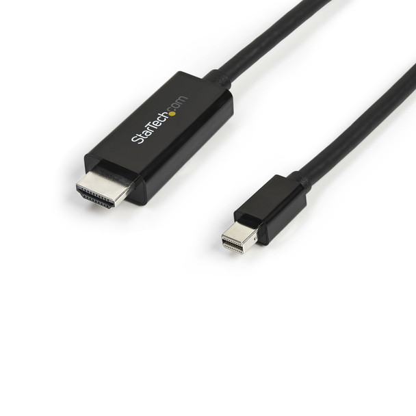 StarTech.com 10ft (3m) Mini DisplayPort to HDMI Cable - 4K 30Hz Video - mDP to HDMI Adapter Cable - Mini DP or Thunderbolt 1/2 Mac/PC to HDMI Monitor/Display - mDP to HDMI Converter Cord 46981
