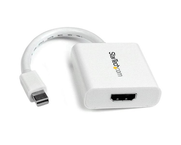 StarTech.com Mini DisplayPort to HDMI Adapter - mDP to HDMI Video Converter - 1080p - Mini DP or Thunderbolt 1/2 Mac/PC to HDMI Monitor/Display/TV - Passive mDP 1.2 to HDMI Dongle - White 46985