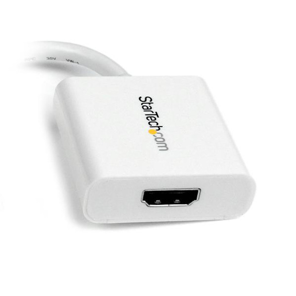 StarTech.com Mini DisplayPort to HDMI Adapter - mDP to HDMI Video Converter - 1080p - Mini DP or Thunderbolt 1/2 Mac/PC to HDMI Monitor/Display/TV - Passive mDP 1.2 to HDMI Dongle - White 46985