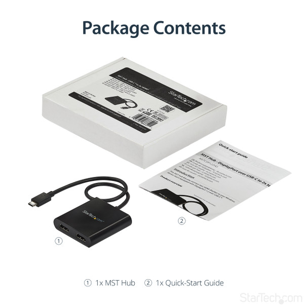StarTech.com 2-Port Multi Monitor Adapter - USB-C to 2x HDMI Video Splitter - USB Type-C to HDMI MST Hub - Dual 4K 30Hz or 1080p 60Hz - Thunderbolt 3 Compatible - Windows Only 47126