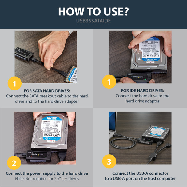 StarTech.com USB 3.0 to SATA or IDE Hard Drive Adapter / Converter 47493