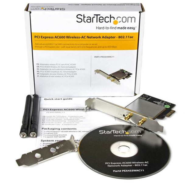 StarTech.com AC600 Wireless-AC Network Adapter - 802.11ac, PCI Express 47507