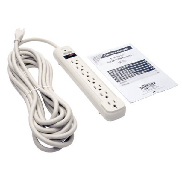Tripp Lite Protect It! 7-Outlet Surge Protector, 25-ft. Cord, 1080 Joules, Light Gray Housing 47589