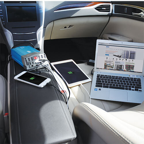 Tripp Lite 375W PowerVerter Ultra-Compact Car Inverter with 2 AC Outlets, 2 USB Charging Ports and Battery Cables 47593