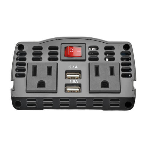 Tripp Lite 375W PowerVerter Ultra-Compact Car Inverter with 2 AC Outlets, 2 USB Charging Ports and Battery Cables 47593