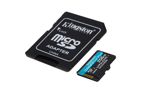 Kingston Technology SDCG3/256GB 256GB microSDXC Canvas Go Plus 170R A2 U3 V30 Card + ADP 740617301250