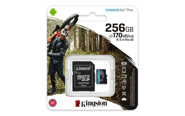 Kingston Technology SDCG3/256GB 256GB microSDXC Canvas Go Plus 170R A2 U3 V30 Card + ADP 740617301250