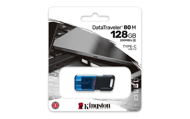 Kingston Technology DT80M/128GB KINGSTON 128GB DATATRAVELER 80 M 200MB/S USB-C 3.2 GEN 1 740617330601