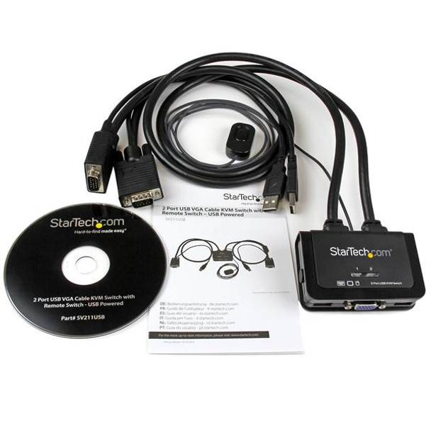 StarTech.com 2 Port USB VGA Cable KVM Switch - USB Powered with Remote Switch 47821