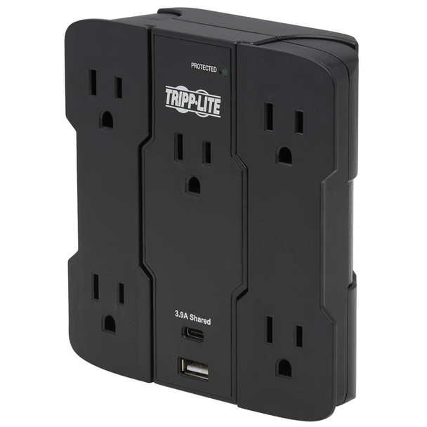 Tripp-Lite AC SK5BUCAM 5-Outlet Surge Protector USB-A USB-C PT 1050 Joules BLK