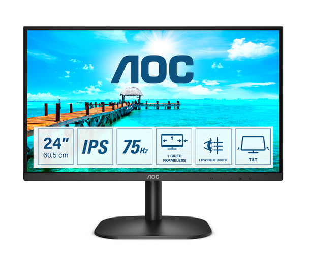 AOC Monitor 24B2XH 23.8 IPS 16:9 1920x1080 8ms 1xVGA 1xHDMI Retail