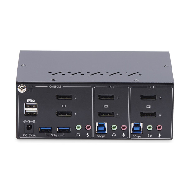 StarTech.com 2-Port Dual-Monitor DisplayPort KVM Switch, 4K 60Hz, 2x USB 5Gbps Hub Ports, 2x USB 2.0 HID Ports, Hotkey and Push-Button Switching, TAA Compliant - ESD Level 3 Protection 65030899505