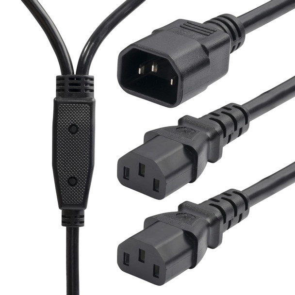 StarTech.com 6ft (1.8m) Power Cord Splitter, IEC 60320 C14 to 2x IEC 60320 C13 AC Power Cable, 10A 250V, 18AWG, AC Power Cord Splitter, PC Power Supply Cable - UL Listed Components 65030901390