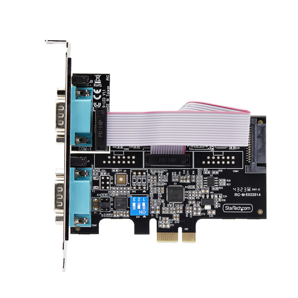 StarTech.com 2-Port Serial PCIe Card, Dual-Port PCI Express to RS232/RS422/RS485 (DB9) Serial Card, Low-Profile Brackets Incl., 16C1050 UART, Windows/Linux, TAA Compliant - Level-4 ESD Protection 65030900270