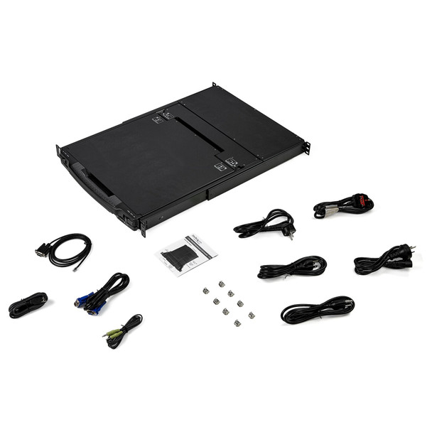 StarTech.com Dual Rail Rackmount KVM Console HD 1080p - Single Port DVI/VGA KVM w/17" LCD Monitor for Server Rack - Fully Featured 1U LCD KVM Drawer w/Cables - USB Support - 44230 MTBF