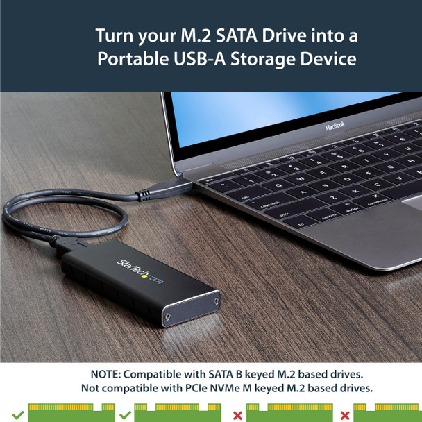 StarTech.com M.2 SSD Enclosure for M.2 SATA SSDs - USB 3.1 (10Gbps) with USB-C Cable 48161