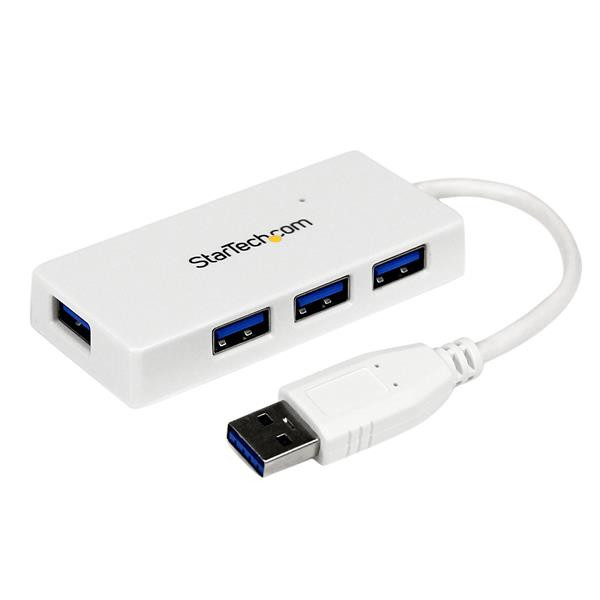 StarTech.com Portable 4 Port SuperSpeed Mini USB 3.0 Hub - White 48289