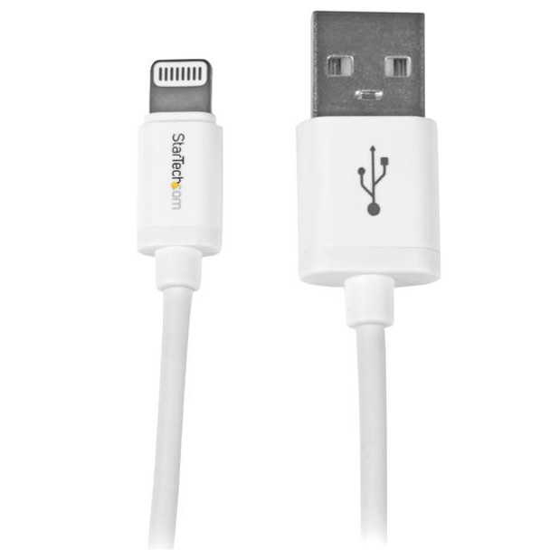 StarTech.com 1 m (3 ft.) USB to Lightning Cable - iPhone / iPad / iPod Charger Cable - High Speed Charging Lightning to USB Cable - Apple MFi Certified - White 48416