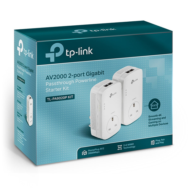 TP-LINK AV2000 2-Port Gigabit Passthrough Powerline Starter Kit 48513