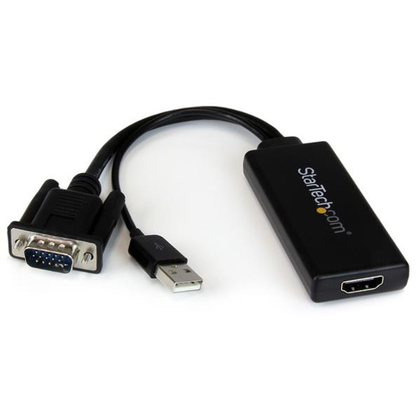 StarTech.com VGA to HDMI Adapter with USB Audio & Power – Portable VGA to HDMI Converter – 1080p 48531