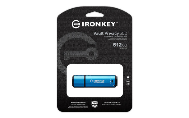 Kingston MF IKVP50C 512GB 512GB USB-C IronKey Vault Privacy 50C AES-256 Retail