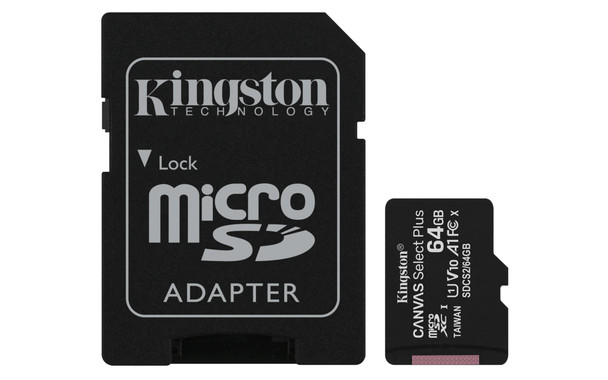 Kingston ME SDCS2 64GB 64GB micSDXC Canvas Select Plus 100R A1 C10 Card + ADP