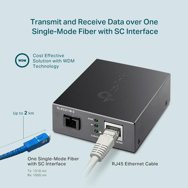 TP-Link Network FC311B-20 Gigabit WDM Media Converter Retail