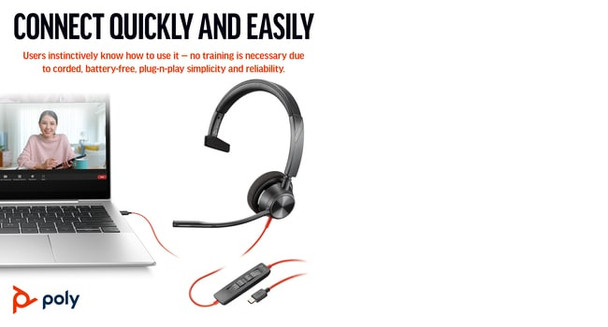 HPI POLY 8X216AA 197498429014 Poly BW 3310 Mono -M USB-C